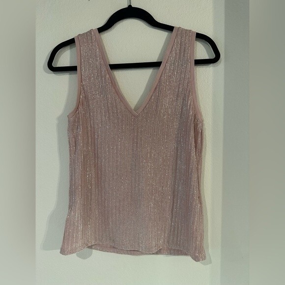 TED BAKER Robinee Ribbed Vest Top Metallic in Light Pink Size 4 - Picture 5 of 11